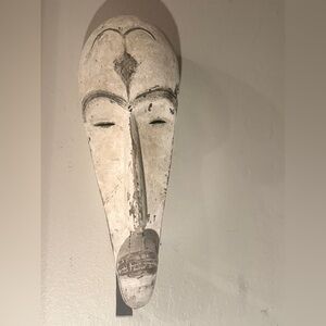 large vintage carved wooden tribal wall mask